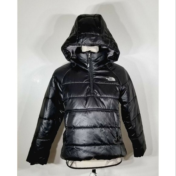 The North Face Logo-Print Cropped Pull Over Jacket, Black, Girl's Size M - Picture 1 of 9